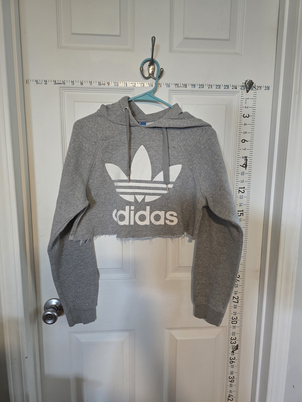 Adidas Kids' Grey Cropped Hoodie with Trefoil Logo